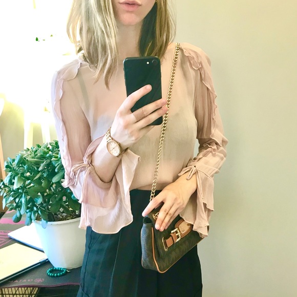 Lucky Brand - Mauve Blouse with Ruffles - Picture 2 of 6